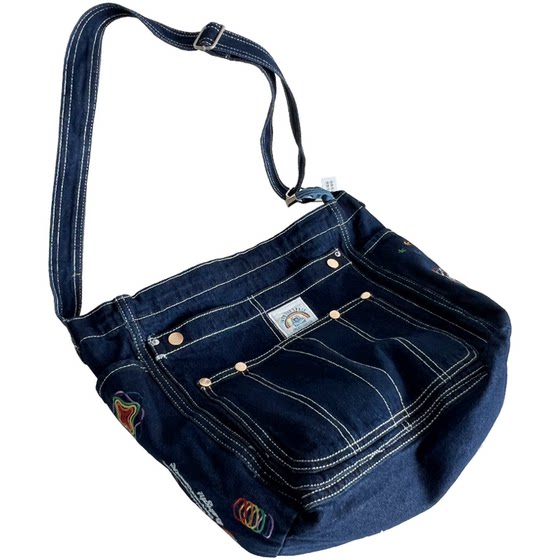 Xifanni Crossbody Bag Embroidered Large European and American Denim Bag