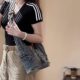 American retro hottie rivet student denim bag