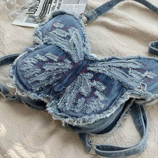 Xifanni denim bag embroidered butterfly ins backpack