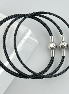 手绳防水钢丝绳编织本命年红绳银色圆珠按式扣简约手链简约款红色