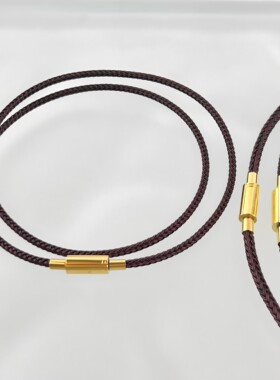 棕色钢丝绳串珠绳冷酷2.5MM3MM4MM串珠颈绳吊坠挂绳项链金色扣