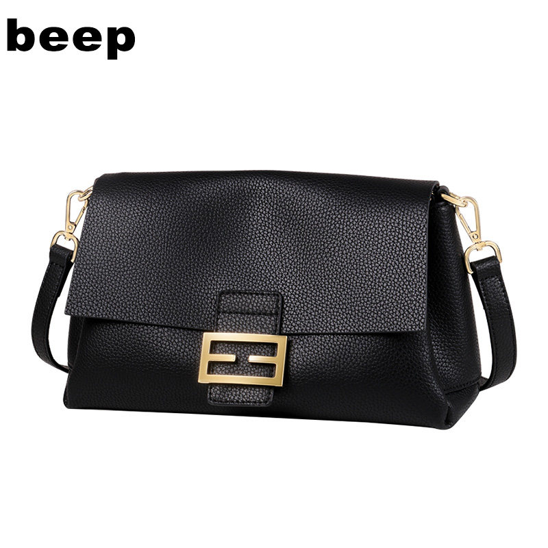 真皮2020新款潮单肩简约女士斜挎包 beep箱包女士包袋