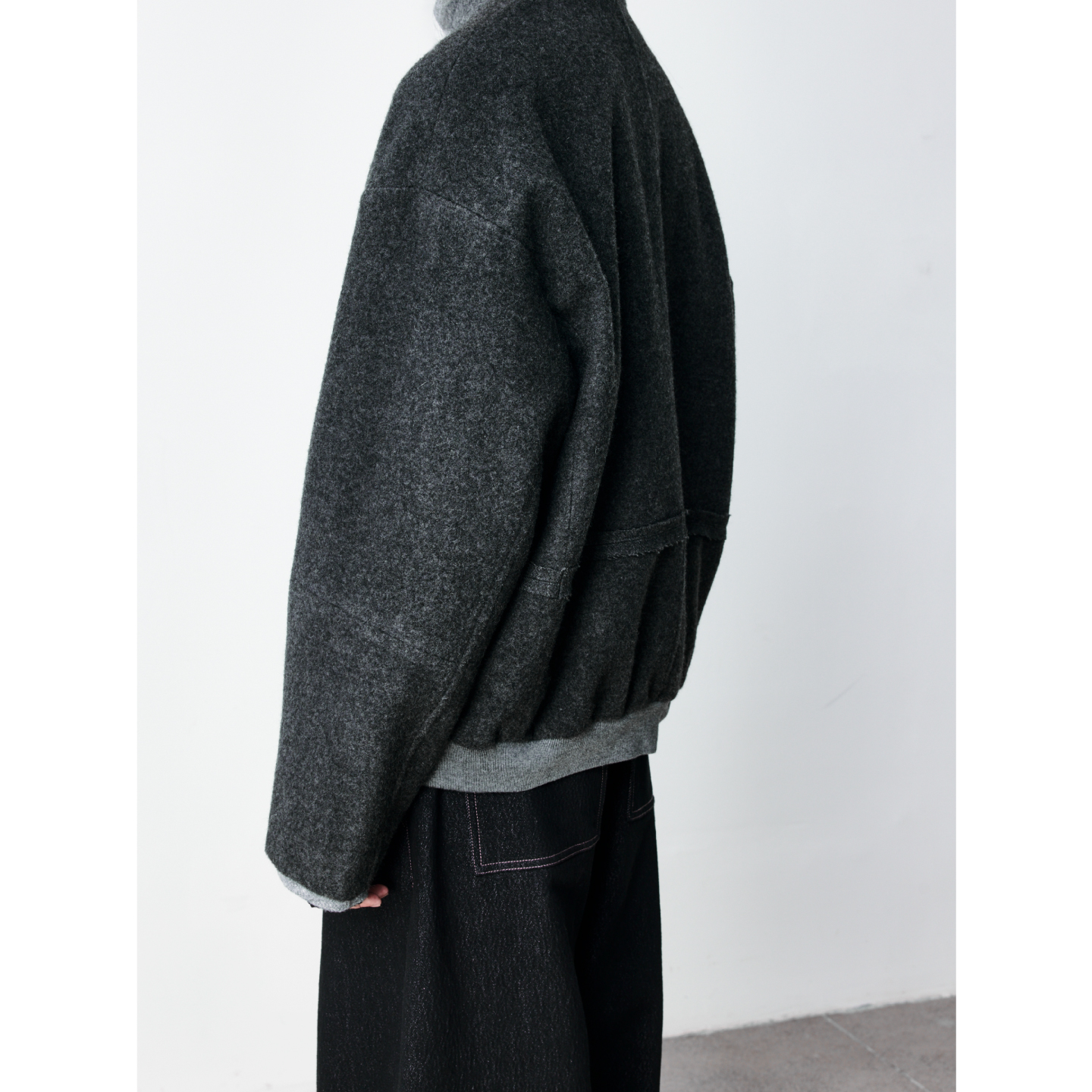 GRAINMUSTARD 「Fleece Jacket」 绒感羊毛拼色毛边夹克外套 - 图0