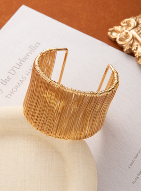 欧美夸张金属缠绕开口手镯时尚高级感超酷设计感手环冷淡轻奢手饰