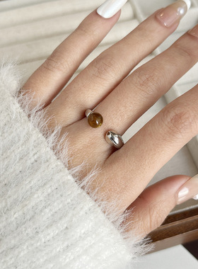 韩式甜酷复古镶钻珠珠开口对戒