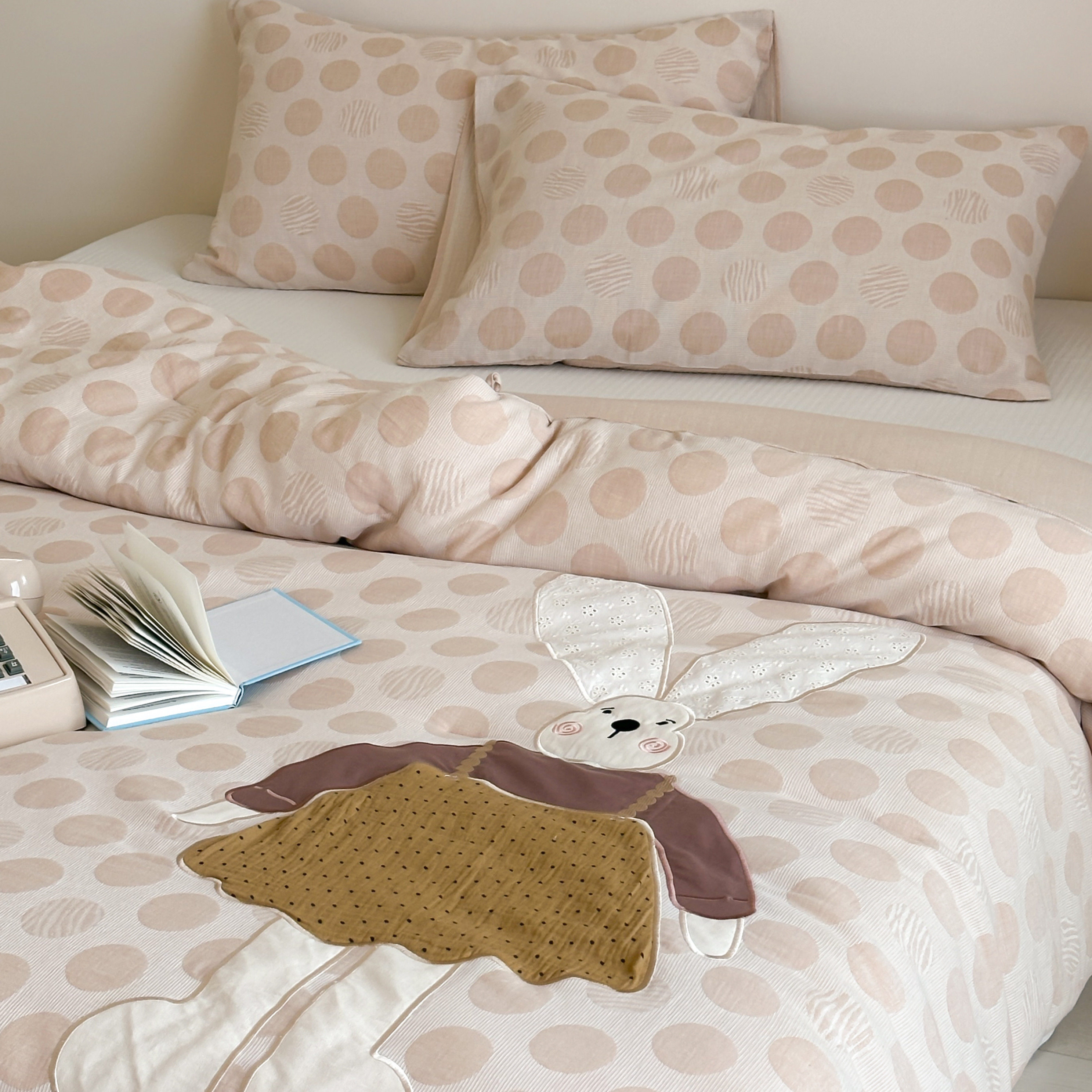 A类卡通可爱小兔子全棉色织双层纱春秋被可水洗 秋冬加厚保暖冬被,淘宝优惠券,粉丝福利购,淘宝优惠卷