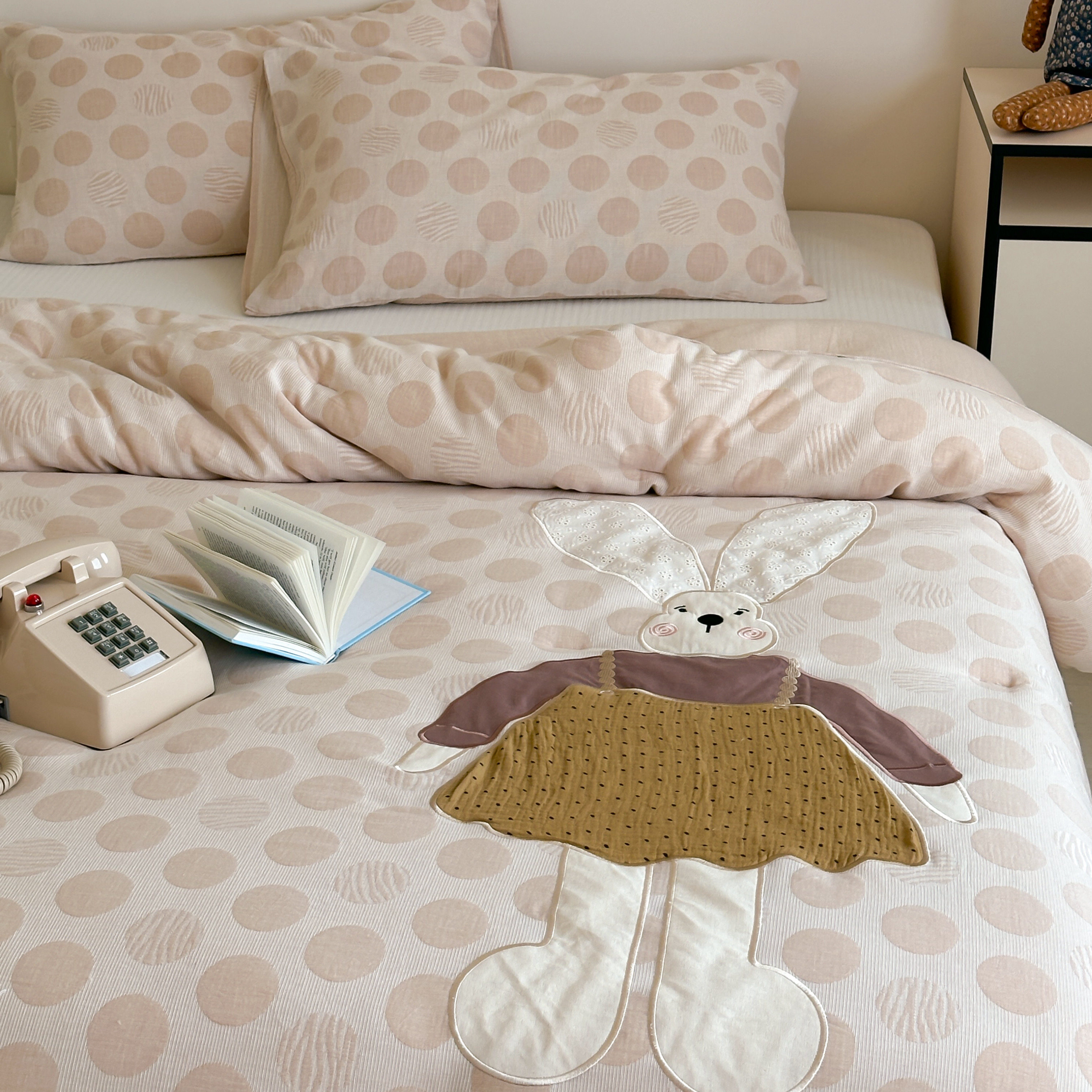 A类卡通可爱小兔子全棉色织双层纱春秋被可水洗 秋冬加厚保暖冬被,淘宝优惠券,粉丝福利购,淘宝优惠卷