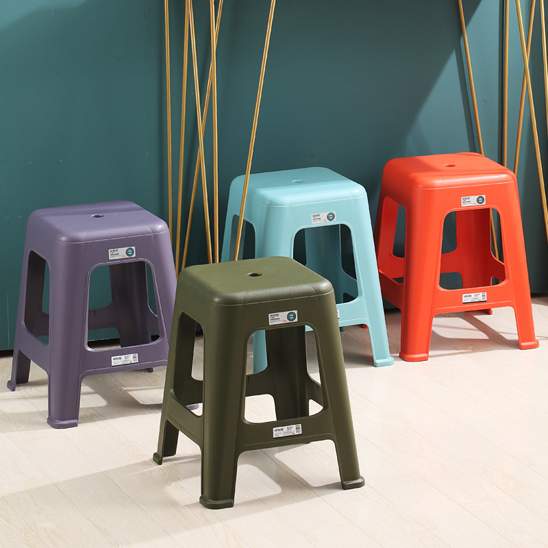 瑾南网红塑料凳子日式简约客厅塑料凳加厚家用北欧餐椅方凳椅子 - 图1