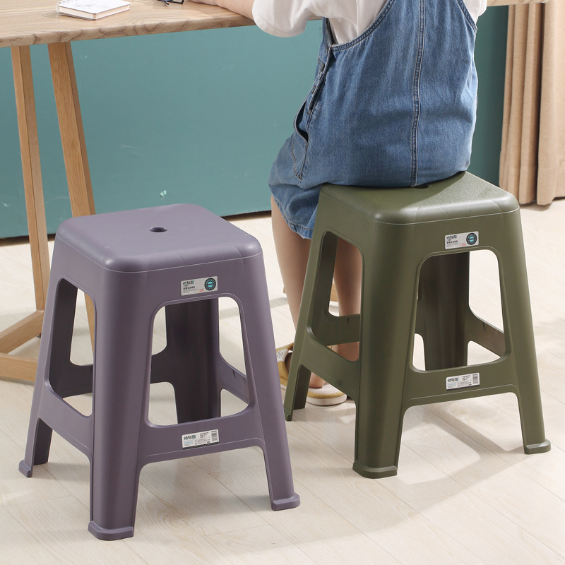 瑾南网红塑料凳子日式简约客厅塑料凳加厚家用北欧餐椅方凳椅子 - 图0