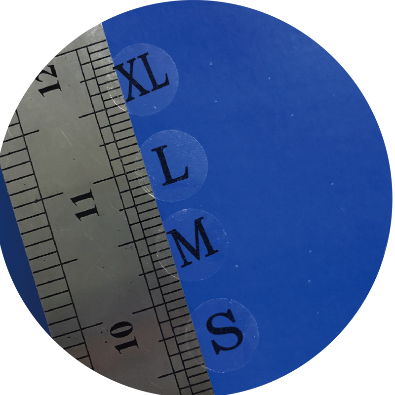 透明pvc尺码贴纸标签尿包服装吊牌辅料圆形XXS-6XL码标不干胶1.4-图3
