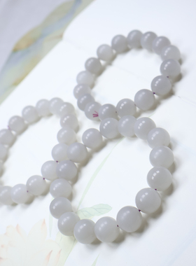 天然和田玉青海料烟紫手串手链女款玉珠子手链圆珠12mm