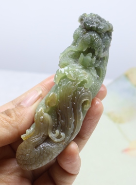 现货新品天然和田玉手把件龙凤手把件支持复检男女款