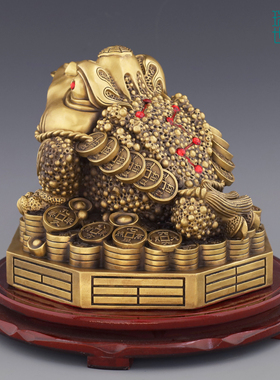 开业礼品玄关八卦金蟾摆件黄铜