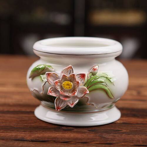 佛具供具  陶瓷香炉 家用供奉  插香供佛用品 薰香炉花瓶果盘供杯 - 图2