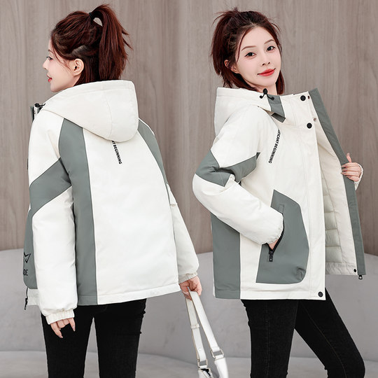 加厚冲锋衣羽绒棉服女短款2025新款工装时尚保暖棉衣棉袄冬季外套