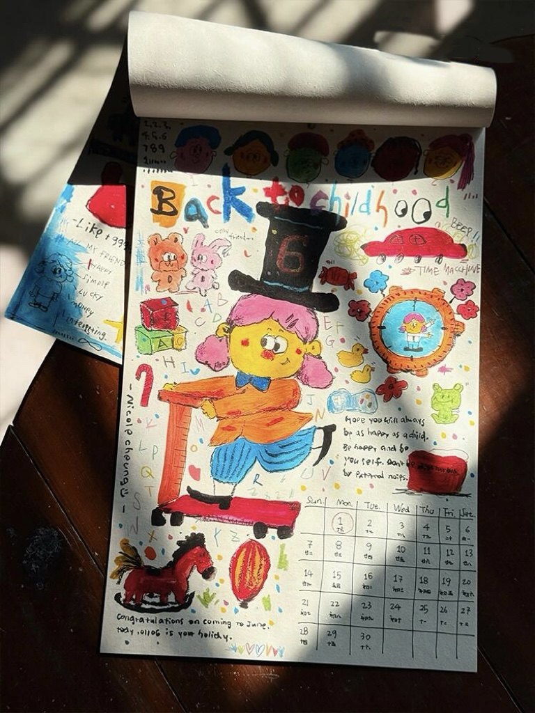 2026年新款手绘涂鸦插画挂历手工日历挂画高颜值家用装饰墙挂月历,淘宝优惠券,粉丝福利购,淘宝优惠卷