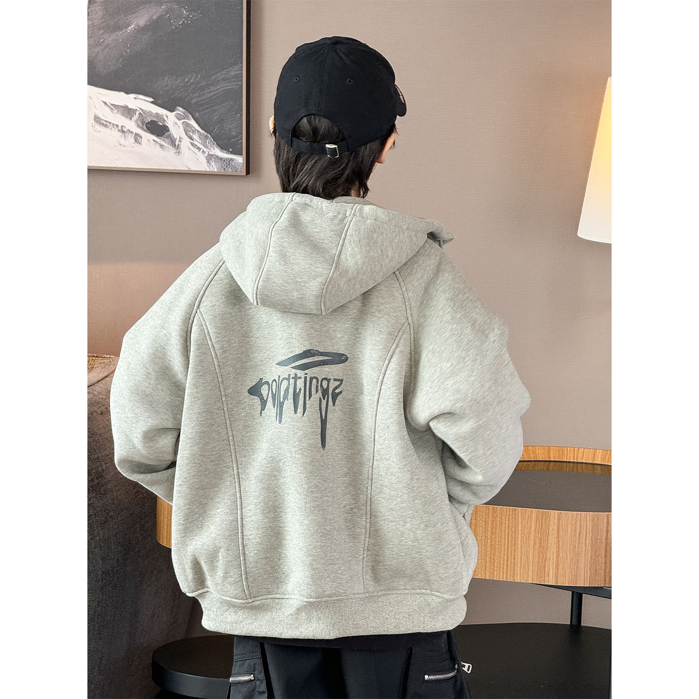 男童加绒外套2025冬装新款洋气中大童保暖上衣男孩连帽夹棉拉链衫 - 图0