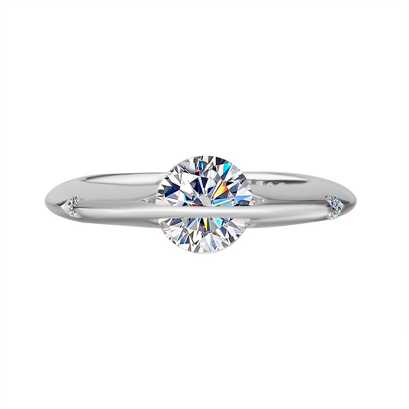 TIFF genuine S925 sterling silver platinum-plated imported moissanite diamond ring high-end niche design cosmic star ring
