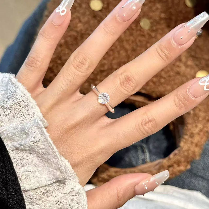 TIFF genuine S925 sterling silver platinum-plated imported moissanite diamond ring high-end niche design cosmic star ring