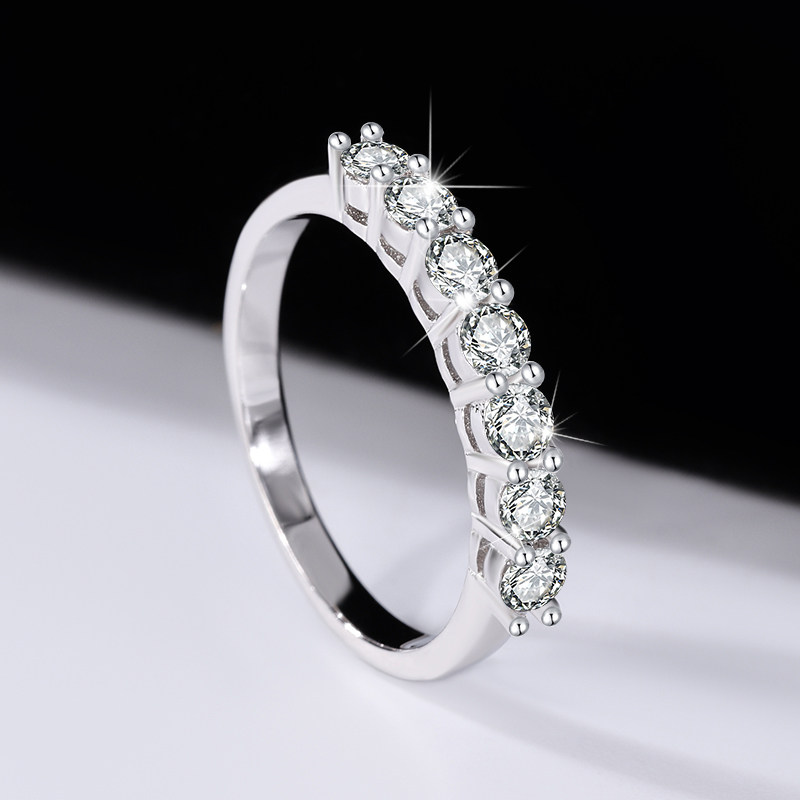 TIFF genuine Seven Princess Row Ring S925 sterling silver electroplated platinum moissanite diamond ring stacked tail ring for women holiday gift