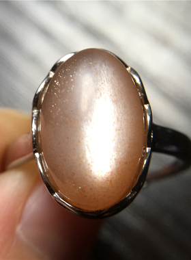 太阳石草莓晶925银戒指