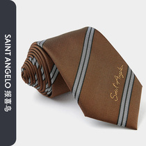 Newsbirds 2021 New Mens Business Casual Café Color Mulberry Silk Arrowhead Type Tie Striped Positive Dress Shirt Tie