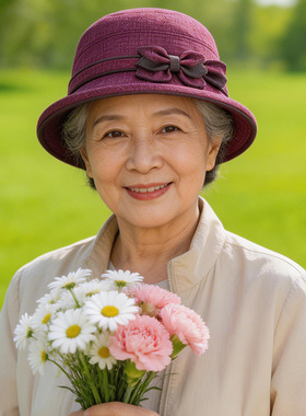 中老年春夏防风遮阳渔夫帽女