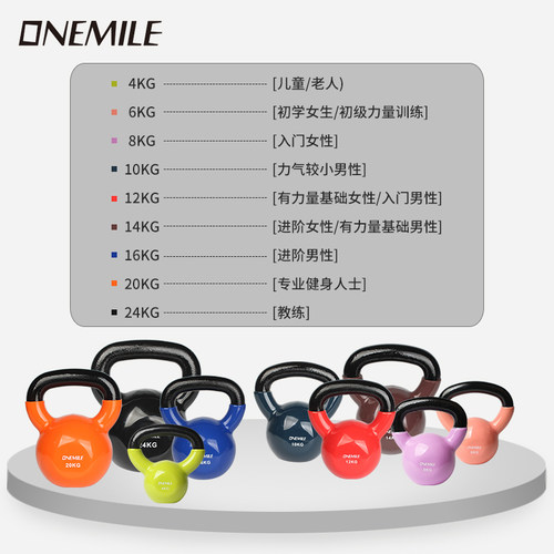 清仓健身实心铸铁浸塑一体经典硬式提壶铃哑铃深蹲练臀男女士家用 - 图0