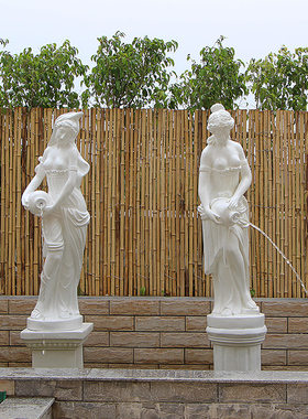 欧式风鱼池树脂流水喷泉立体雕塑