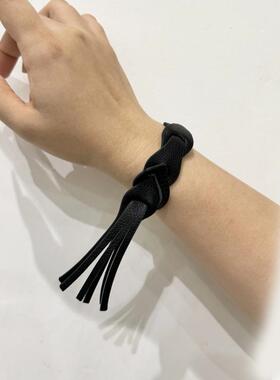 头层牛皮手工编织流苏