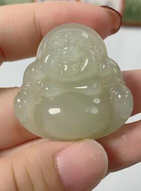 晴水弥勒佛吊坠玉石佛公项链