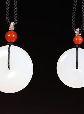 天然保真新疆金丝玉羊脂白平安扣