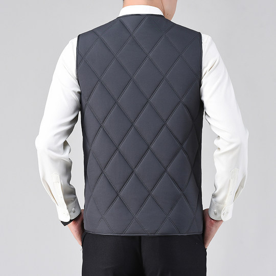 2025新款羽绒棉马甲男士秋冬季中老年加绒加厚保暖背心坎肩爸爸装