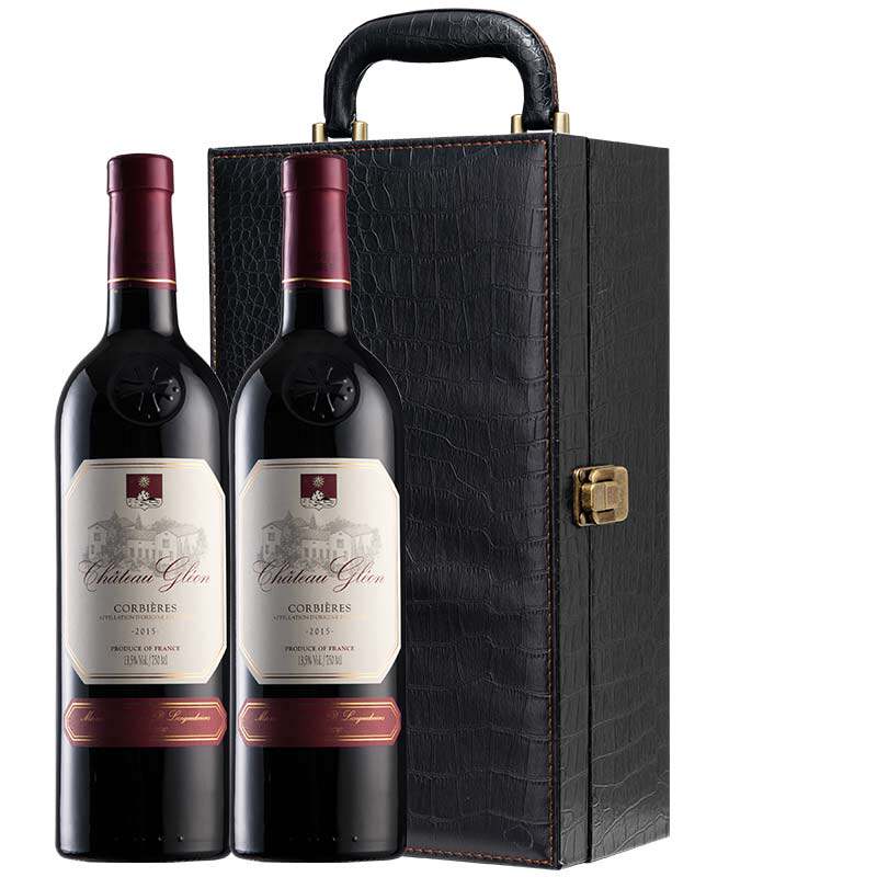 法国进口 Chateau Gleon 葛雷昂酒庄 AOP级红葡萄酒 750mL*2支礼盒装 天猫优惠券折后￥158包邮（￥399-241）