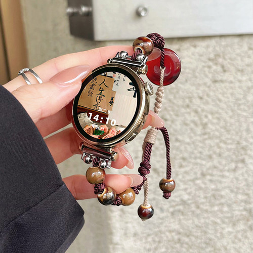 适用华为gt5表带夏天编织gt4智能手表gt3 pro高级感watch5/4/3pro平安玉创意女款男gt2pro编绳串珠女士新中式 - 图2