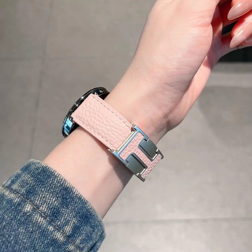 适用华为手表表带新款GT5H型磁吸扣荔枝纹表带gt4真皮皮质表带gt3pro智能运动腕带男女款时尚高级感watch3pro - 图2