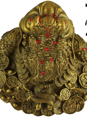 三足金蟾文王纯铜招财仿古商铺摆件