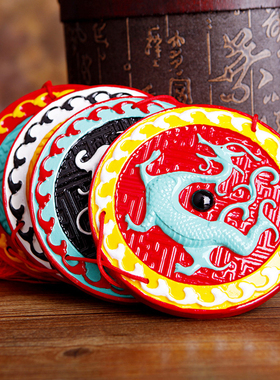 桃木彩绘浮雕客厅文王补角复古