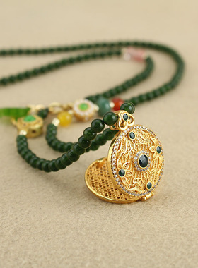 可打开香囊盒项链马来玉女铜合金