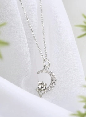 S999通体纯银羽毛球项链女简约运动风小众设计风足银锁骨情侣礼物