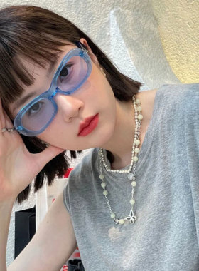 时尚椭圆形茶片眼镜街拍太阳镜