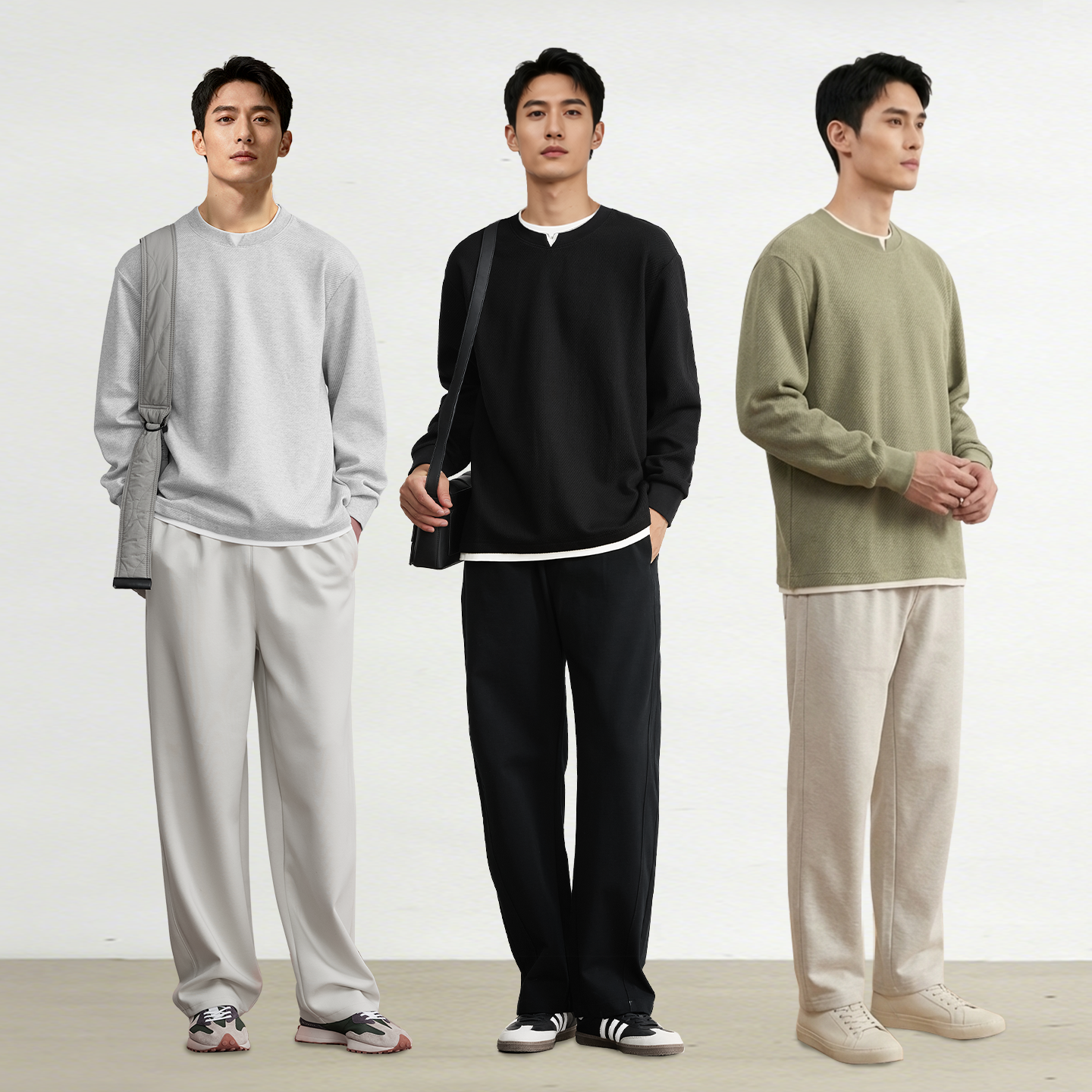 Markless假两件长袖卫衣男士2025秋季新款宽松圆领打底衫内搭男装,淘宝优惠券,粉丝福利购,淘宝优惠卷