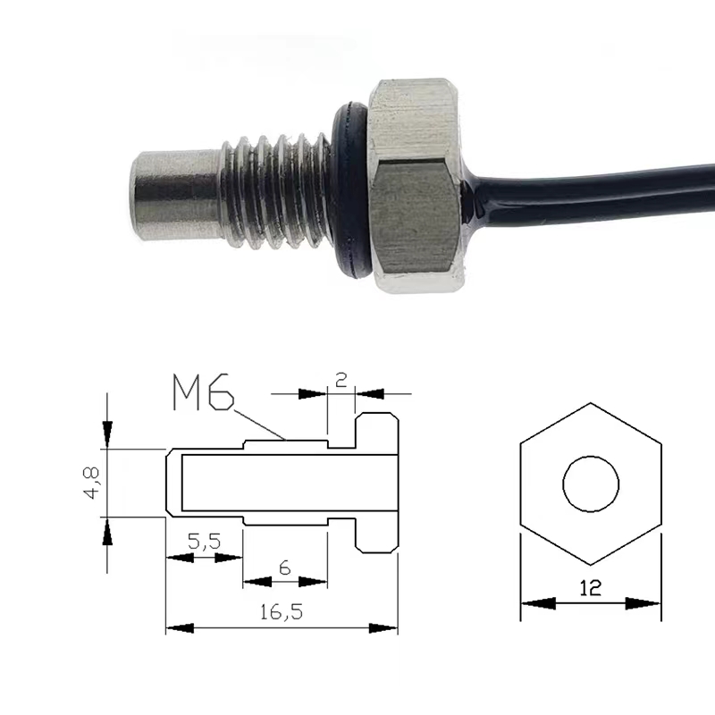 M6螺纹温六角螺丝度传感器感温探头10K50K100KB值3950NTC热敏电阻 - 图1