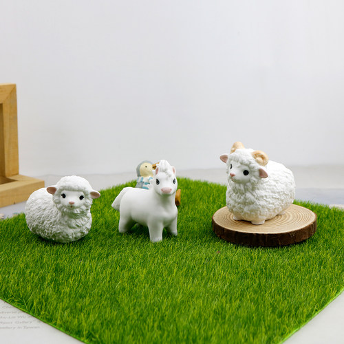 可爱小绵羊陶瓷摆件创意家居饰品生肖小羊马车载摆设办公桌面礼物 - 图2