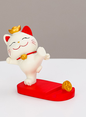 手机支架摆件新款可爱招财猫树脂办公室桌面创意可爱礼物礼品装饰