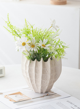 白色素烧艺术花瓶陶瓷样板房间客厅餐桌玄关花器插花欧式风格花瓶