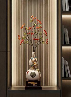 新中式五福临门招财葫芦花瓶摆件客厅玄关办公室开业新居装饰礼品