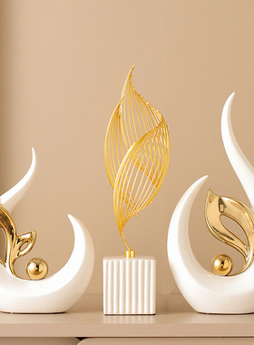 风生水起柿柿如意酒柜摆件入门玄关电视柜装饰品陶瓷轻奢风手作