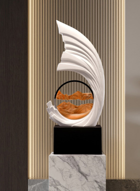 风生水起流沙画现代轻奢大摆件客厅玄关办公室进门入户高级感装饰