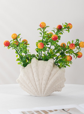 贝壳插花花瓶干花侘寂奶油风简约客厅斗柜玄关装饰摆件创意设计